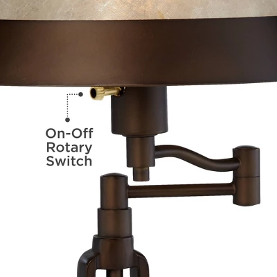 Franklin Iron Works Samuel Industrial Desk Lamps 21 1/4" High Set Of 2 Bronze Swing Arm With USB Charging Port Natural Mica Shade For Living Room Home 5 Franklin Iron Works Samuel Industrial Desk Lamps 21 1/4" High Set Of 2 Bronze Swing Arm With USB Charging Port Natural Mica Shade For Living Room Home - Image 3