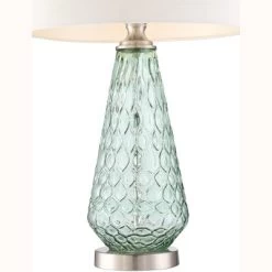 360 Lighting Julia Modern Table Lamp 26 1/2" High Green Glass White Drum Shade For Bedroom Living Room Bedside Nightstand Office Kids Family House -Home Decor Store GUEST 05d1fa0a 9ede 474d b16d e7bd34a8050c