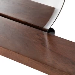 30" X 24" Fosset Round Frameless Mirror With Shelf Walnut Brown - Kate & Laurel All Things Decor -Home Decor Store GUEST 06fa821a 0a70 4f6a 859b b05c96109367