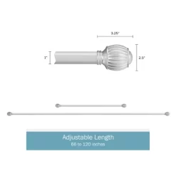 Hastings Home Curtain Rod, Silver With Cone Finials