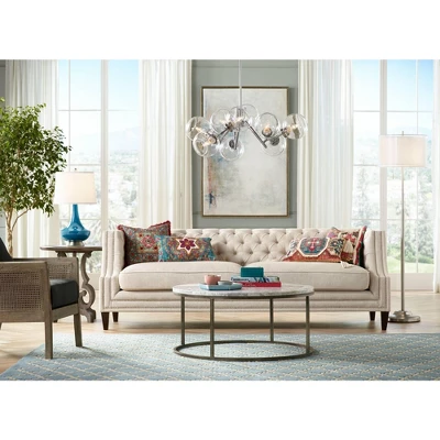 Possini Euro Design Roxie Modern Floor Lamp Standing 65 1/2" Tall Brushed Nickel Sheer Linen Double Drum Shade For Living Room Bedroom Office House 10 Possini Euro Design Roxie Modern Floor Lamp Standing 65 1/2" Tall Brushed Nickel Sheer Linen Double Drum Shade For Living Room Bedroom Office House - Image 8