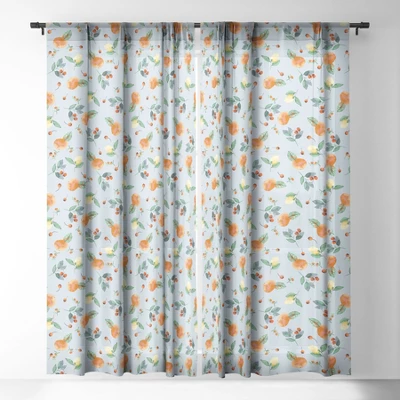 Ninola Design Citrus Fruits Summer Blue 84" X 50" Single Panel Sheer Window Curtain - Deny Designs 4 Ninola Design Citrus Fruits Summer Blue 84" X 50" Single Panel Sheer Window Curtain - Deny Designs - Image 2