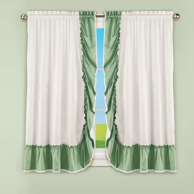 Collections Etc Ruffled Edge Lace Trim Window Curtain Drapes, Single Panel, 3 Collections Etc Ruffled Edge Lace Trim Window Curtain Drapes, Single Panel,