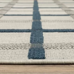 Trinity Textured Plaid Patio Area Rug Beige/Blue - Captiv8e Designs -Home Decor Store GUEST 0ca9197a 1895 4e92 8f59 2fc2b6d84570