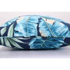 Set Of 2 Outdoor/Indoor Over-Sized Rectangular Throw Pillow Tortola Midnight Blue - Pillow Perfect