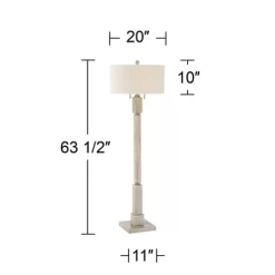 Barnes And Ivy Baluster Country Cottage Floor Lamp 63 1/2" Tall Pickled Wood Oatmeal Linen Drum Shade For Living Room Reading Bedroom Office House -Home Decor Store GUEST 1176b1ae e010 4291 b46c dd5ee13f3be2