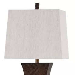 Asher Linear Embossed Resin Table Lamp Dark Brown - StyleCraft