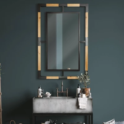 15.5" X 27.5" Metal/Wooden Decorative Wall Mirror Black- Head West 6 15.5" X 27.5" Metal/Wooden Decorative Wall Mirror Black- Head West - Image 4