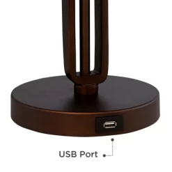 Franklin Iron Works Samuel Industrial Desk Lamp 20" High Rubbed Bronze With USB Charging Port Natural Mica Shade For Bedroom Living Room Bedside Desk -Home Decor Store GUEST 16c0ab13 6345 4c5b ba91 d1157246bee9