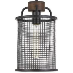 7.75" X 7.75" X 19.5" Metal/Wood Aberdeen Mesh Pendant Bronze - Cal Lighting -Home Decor Store GUEST 1925416d 9760 4d6e bc48 411922a6a5df