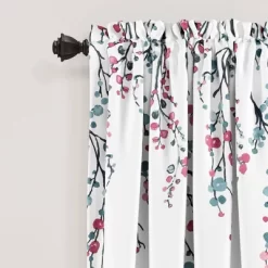 Set Of 2 Mirabelle Watercolor Floral Light Filtering Window Curtain Panels - Lush Décor