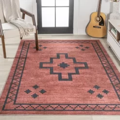 Korsa Geometric Medallion Machine-Washable Area Rug - JONATHAN Y -Home Decor Store GUEST 1ea86f74 f6e2 4e05 ad39 f4a557a29325