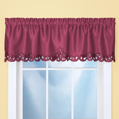 Collections Etc Elegance Scroll Embroidered Cut-Out Window Valance With Rod Pocket Top For Easy Hanging, 58" W X 13" L 3 Collections Etc Elegance Scroll Embroidered Cut-Out Window Valance With Rod Pocket Top For Easy Hanging, 58" W X 13" L