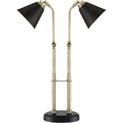 Possini Euro Design Sentry Modern Mid Century Desk Lamp 23" High Black Brass With USB Charging Port LED Adjustable Cone Shade For Bedroom Living Room 9 Possini Euro Design Sentry Modern Mid Century Desk Lamp 23" High Black Brass With USB Charging Port LED Adjustable Cone Shade For Bedroom Living Room - Image 7