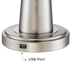 360 Lighting Karla Art Deco Style Table Lamps 25" High Set Of 2 Brushed Nickel With USB Charging Port And Table Top Dimmers White Fabric Drum For Desk -Home Decor Store GUEST 23e5d086 cf02 42e8 a68f 508b548a38d1