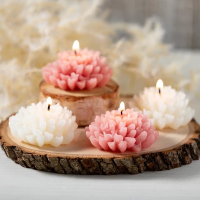 2"H Sullivans Blooming Flower Candle Set Of 4; Pink 4 2"H Sullivans Blooming Flower Candle Set Of 4; Pink - Image 2