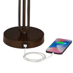 Franklin Iron Works Samuel Industrial Desk Lamp 20" High Rubbed Bronze With USB Charging Port Natural Mica Shade For Bedroom Living Room Bedside Desk -Home Decor Store GUEST 246fcc53 8bd8 425c 987c 547c4f34158a