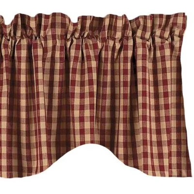 Home Collections By Raghu Heritage House Check Red Valance, Scalloped 72x18 3 Home Collections By Raghu Heritage House Check Red Valance, Scalloped 72x18