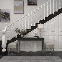 Glass Table Lamp With Drum Shade Silver - Olivia & May -Home Decor Store GUEST 2623edff b4e8 4e9c 8260 2225668ceca8