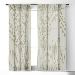 Evamatise Golden Tropical Palm Leaves 50" X 84" Single Panel Room Darkening Window Curtain - Society6