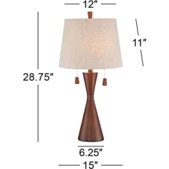 360 Lighting Omar Modern Modern Mid Century Table Lamps 28 3/4" Tall Set Of 2 Brown Wood Oatmeal Tapered Drum Shade For Bedroom Living Room Bedside -Home Decor Store GUEST 2ad7bf49 f482 40ce aa63 084fc4b98f1d