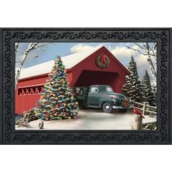Briarwood Lane Snow Covered Bridge Christmas Doormat Pickup Indoor / Outdoor 30" X 18"
