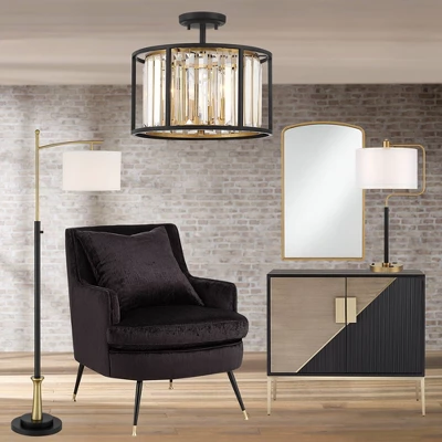 Possini Euro Design Milne Modern Ceiling Light Semi Flush Mount Fixture 14" Wide Bronze Brass 3-Light Clear Crystal For Bedroom Kitchen Living Room 8 Possini Euro Design Milne Modern Ceiling Light Semi Flush Mount Fixture 14" Wide Bronze Brass 3-Light Clear Crystal For Bedroom Kitchen Living Room - Image 6