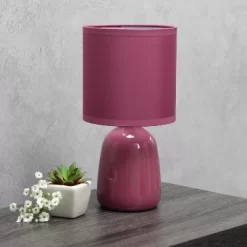 10.04" Traditional Ceramic Thimble Base Bedside Table Desk Lamp With Matching Fabric Shade Mauve - Simple Designs -Home Decor Store GUEST 2be1bf3a a558 4b83 8e4f 3fe0c38fe6dc