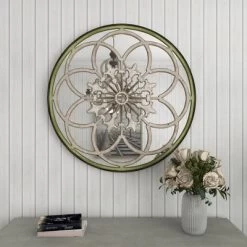 Wood Floral Medallion Wall Mirror White - Olivia & May -Home Decor Store GUEST 2c7043b8 7f11 4a53 a9b8 5dea676016b7
