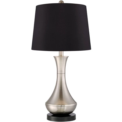 360 Lighting Simon Modern Table Lamps 25 1/2" High Set Of 2 Brushed Nickel With USB Charging Port Black Faux Silk Drum Shade For Bedroom Office Desk 5 360 Lighting Simon Modern Table Lamps 25 1/2" High Set Of 2 Brushed Nickel With USB Charging Port Black Faux Silk Drum Shade For Bedroom Office Desk - Image 3