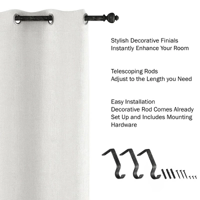 1-Inch Curtain Rod- Decorative Modern Urn Finials & Hardware- For Home Decor In Bedroom, Living Room & Kitchen, 48-84-inch By Lavish Home (Black) 4 1-Inch Curtain Rod- Decorative Modern Urn Finials & Hardware- For Home Decor In Bedroom, Living Room & Kitchen, 48-84-inch By Lavish Home (Black) - Image 2