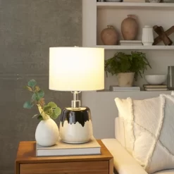 18" Black/White Abstract Splash Ceramic Table Lamp - Nourison -Home Decor Store GUEST 342925d0 1fc5 4879 b9c6 53a0cbd2b791