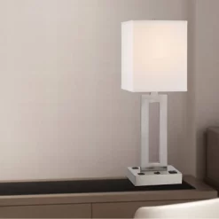 Transitional Metal Task Lamp With 1 Outlet And 2 USB Ports Black - Cal Lighting