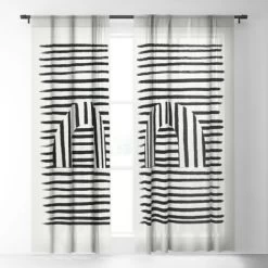BohomadicStudio Minimal Series Black Striped Arch Single Panel Sheer Window Curtain - Society 6