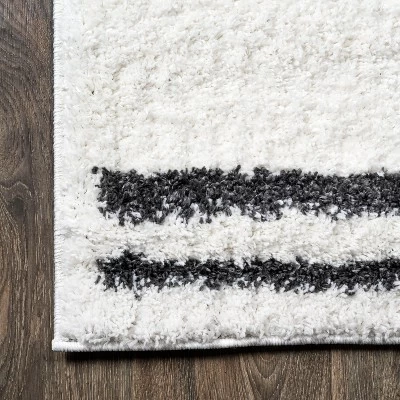 Petra Stripe Geometric Shag Area Rug - JONATHAN Y 8 Petra Stripe Geometric Shag Area Rug - JONATHAN Y - Image 6