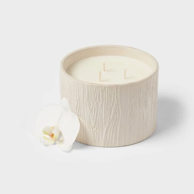 Textured Straight Side Ceramic Vanilla Pumpkin Candle White - Threshold™ 4 Textured Straight Side Ceramic Vanilla Pumpkin Candle White - Threshold™ - Image 2