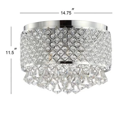14.7" Crystal Drops/Metal Evelyn Flush Mount (Includes Energy Efficient Light Bulb) Chrome - JONATHAN Y 5 14.7" Crystal Drops/Metal Evelyn Flush Mount (Includes Energy Efficient Light Bulb) Chrome - JONATHAN Y - Image 3