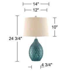 360 Lighting Kate Table Lamp 24 3/4" High Ceramic Green Oatmeal Drum Shade For Bedroom Living Room Bedside Nightstand Office Kids Family House Home -Home Decor Store GUEST 3ed61492 abfa 470e 8c69 f0f32fa03163