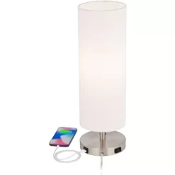 360 Lighting Heyburn Modern Accent Table Lamps 20" High Set Of 2 Brushed Nickel With USB And AC Power Outlet In Base White Cylinder Shade For Desk 11 360 Lighting Heyburn Modern Accent Table Lamps 20" High Set Of 2 Brushed Nickel With USB And AC Power Outlet In Base White Cylinder Shade For Desk -Home Decor Store GUEST 3f0f77e6 8f63 449f b80e a7c53e25f56c