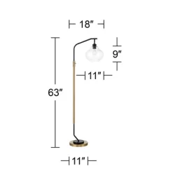 Possini Euro Design Tarrah Mid Century Modern 63" Tall Chairside Arc Floor Lamp Gold Black Metal Clear Glass Shade For Living Room House -Home Decor Store GUEST 3fdd9ba3 7f55 4d39 a3d8 0deb414530ca