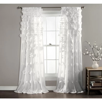 Home Boutique Riley Window Curtain Panel White Single 54x95 3 Home Boutique Riley Window Curtain Panel White Single 54x95