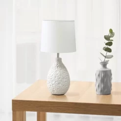 14.17" Traditional Ceramic Texture Thumbprint Tear Drop Table Desk Lamp With Tapered White Shade White - Creekwood Home 11 14.17" Traditional Ceramic Texture Thumbprint Tear Drop Table Desk Lamp With Tapered White Shade White - Creekwood Home -Home Decor Store GUEST 4602750b c70d 4fca 8f7e 05e3b1f97ee8