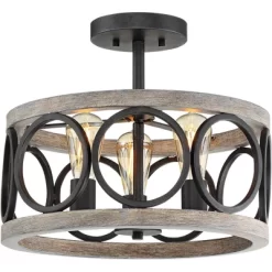 Franklin Iron Works Salima Rustic Farmhouse Ceiling Light Semi Flush Mount 16" Wide Black Gray Wood 3-Light For Bedroom Kitchen Living Room Hallway 13 Franklin Iron Works Salima Rustic Farmhouse Ceiling Light Semi Flush Mount 16" Wide Black Gray Wood 3-Light For Bedroom Kitchen Living Room Hallway -Home Decor Store GUEST 46662c9b 2592 4b8d 8649 9214b1f5f688
