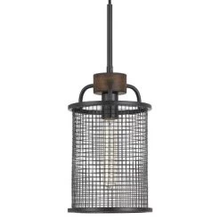 7.75" X 7.75" X 19.5" Metal/Wood Aberdeen Mesh Pendant Bronze - Cal Lighting -Home Decor Store GUEST 47b11b54 127a 401f 96c2 1d263f93cb6a