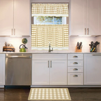 Kate Aurora Linen & White Buffalo Plaid Memory Foam Anti-Fatigue Kitchen Floor Mat 30 In. W X 18 In. L 4 Kate Aurora Linen & White Buffalo Plaid Memory Foam Anti-Fatigue Kitchen Floor Mat 30 In. W X 18 In. L - Image 2