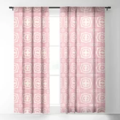 SunshineCanteen Sayulita Pink 50" X 108" Single Panel Sheer Window Curtain - Society6