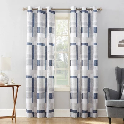Takumi Geometric Blocks Light Filtering Grommet Top Curtain Panel - No. 918 6 Takumi Geometric Blocks Light Filtering Grommet Top Curtain Panel - No. 918 - Image 4