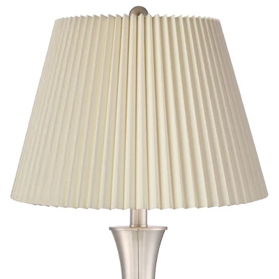 360 Lighting Simon Modern Table Lamps 25 1/2" High Set Of 2 Brushed Nickel With USB Charging Port Ivory Linen Shade For Bedroom Living Room House Desk 3 360 Lighting Simon Modern Table Lamps 25 1/2" High Set Of 2 Brushed Nickel With USB Charging Port Ivory Linen Shade For Bedroom Living Room House Desk