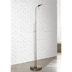 360 Lighting Regan Traditional Pharmacy Floor Lamp 59" Tall Dark Brass Metal LED Adjustable Gooseneck Head For Living Room Reading Bedroom Office