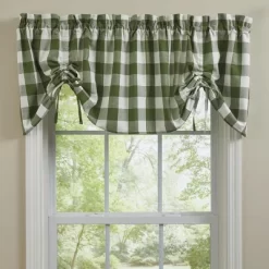 Park Designs Buffalo Check Lined Farmhouse Sage Valance 60"